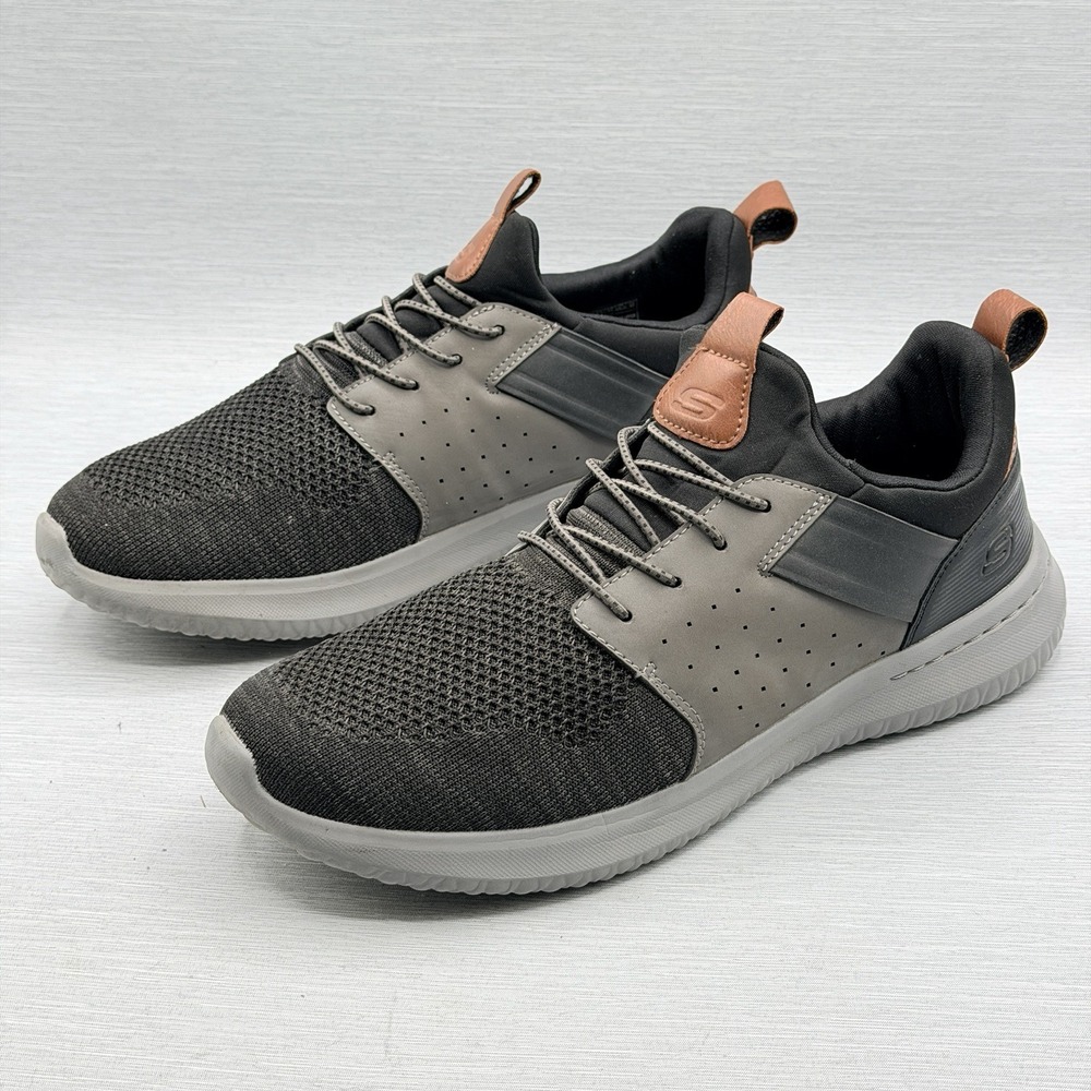 Skechers Delson 3.0 Men's 10.5 Shoes Grey Black Slip On Memory Foam 56299